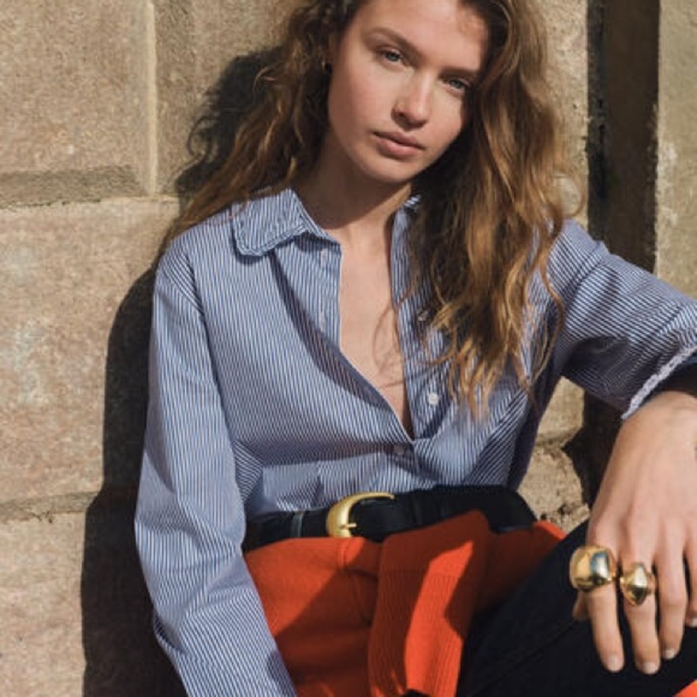 H&M Blue Striped Button-Down Shirt